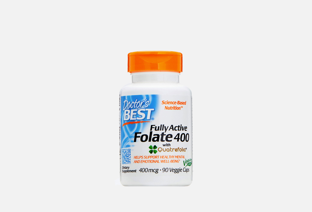 Фолиевая кислота с витамином С DOCTORS BEST Fully active folate 400 мг 90 шт celadrin doctors best 500 мг в капсулах 90 шт