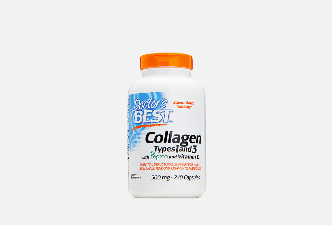 Коллаген с Витамином С DOCTORS BEST Collagen types 1,3 500 мг 240 шт doctor s best рыбий коллаген с naticol 5