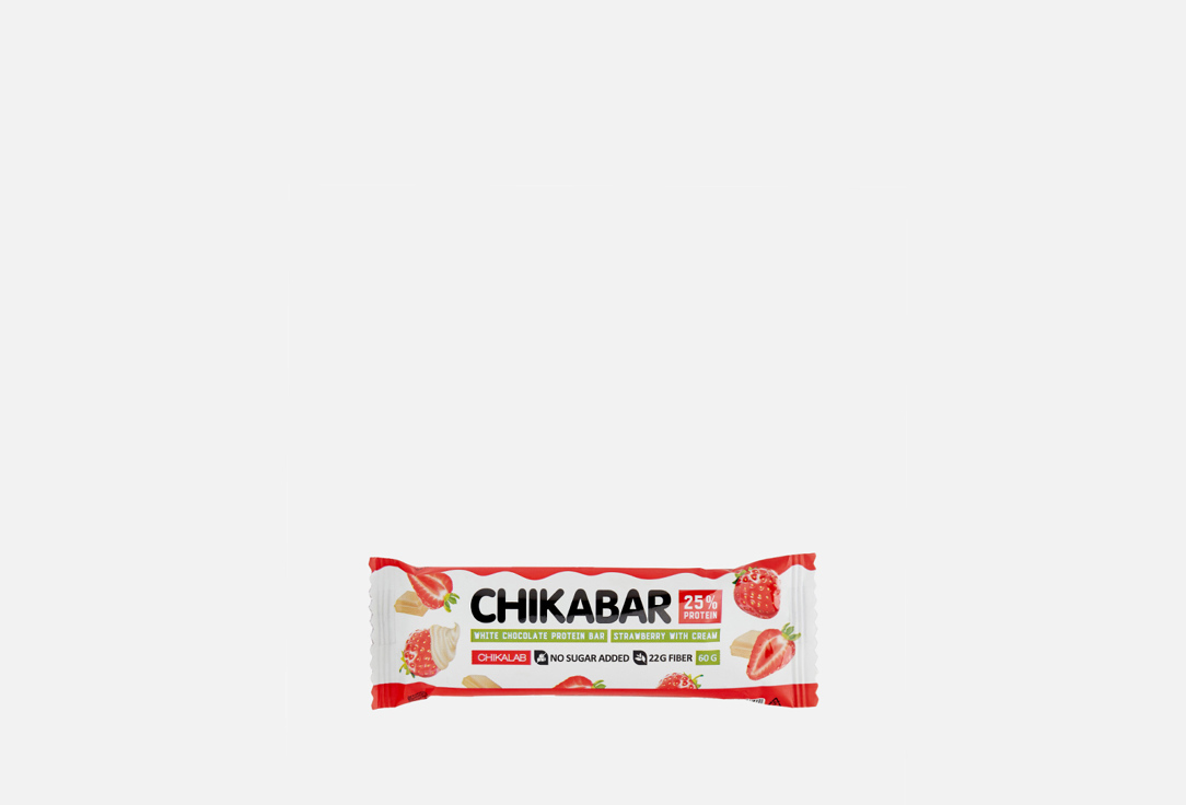 Батончик глазированный CHIKALAB Клубника со сливками 1 шт здоровое питание chikalab батончик глазированный нуга с начинкой тирамису