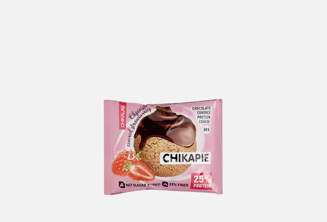 Печенье глазированное CHIKALAB Клубника в шоколаде 1 шт печенье протеиновое chikalab 60г глазированное кокос