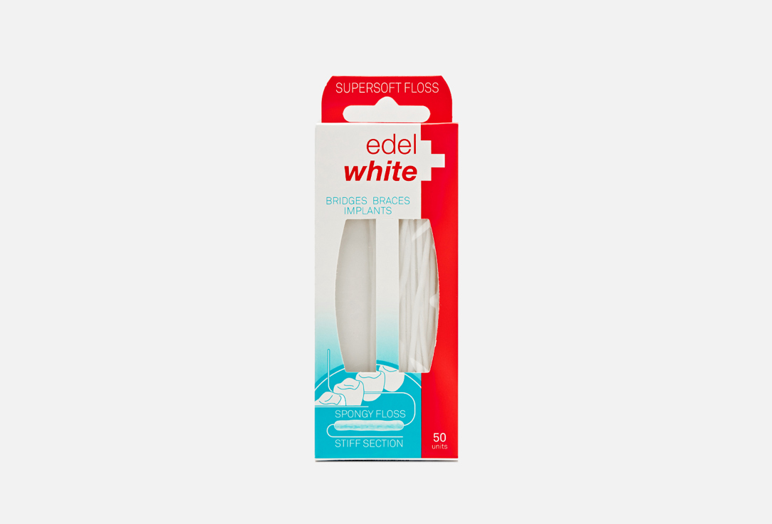 зубная нить, 50шт EDEL+WHITE Supersoft Floss 1 шт цена и фото