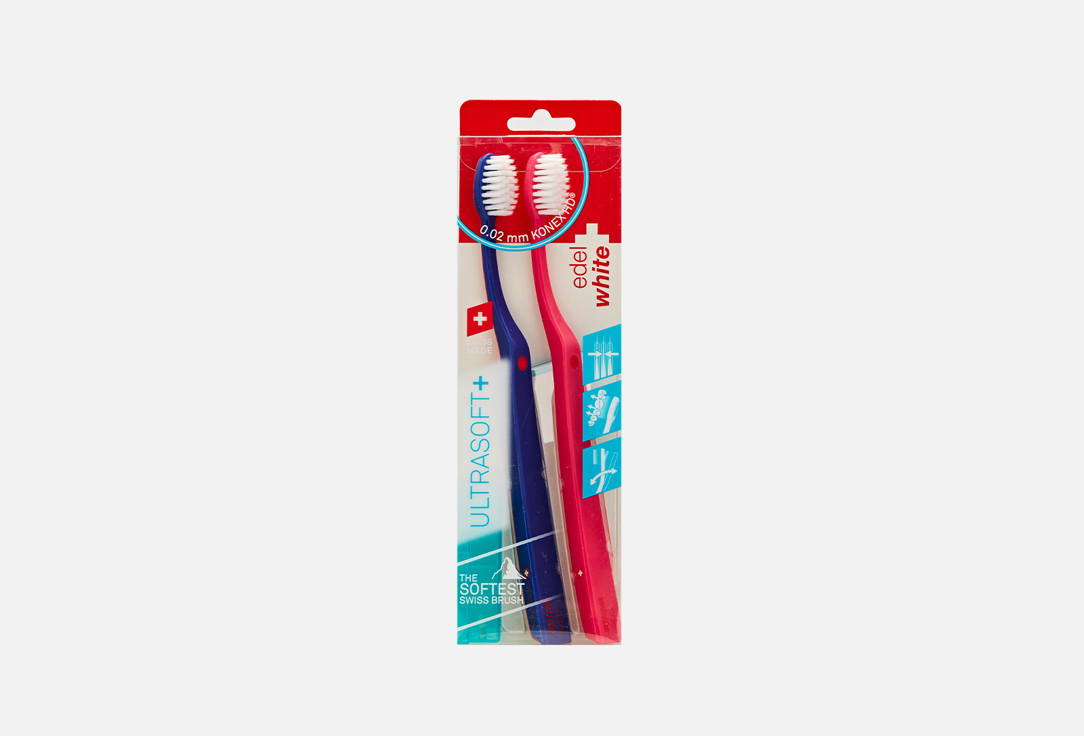 зубная щетка ( в ассортименте) EDEL+WHITE Flosserbrush Ultrasoft+ 2 шт vilsen зубная щетка с защитными колпачками 1 уп