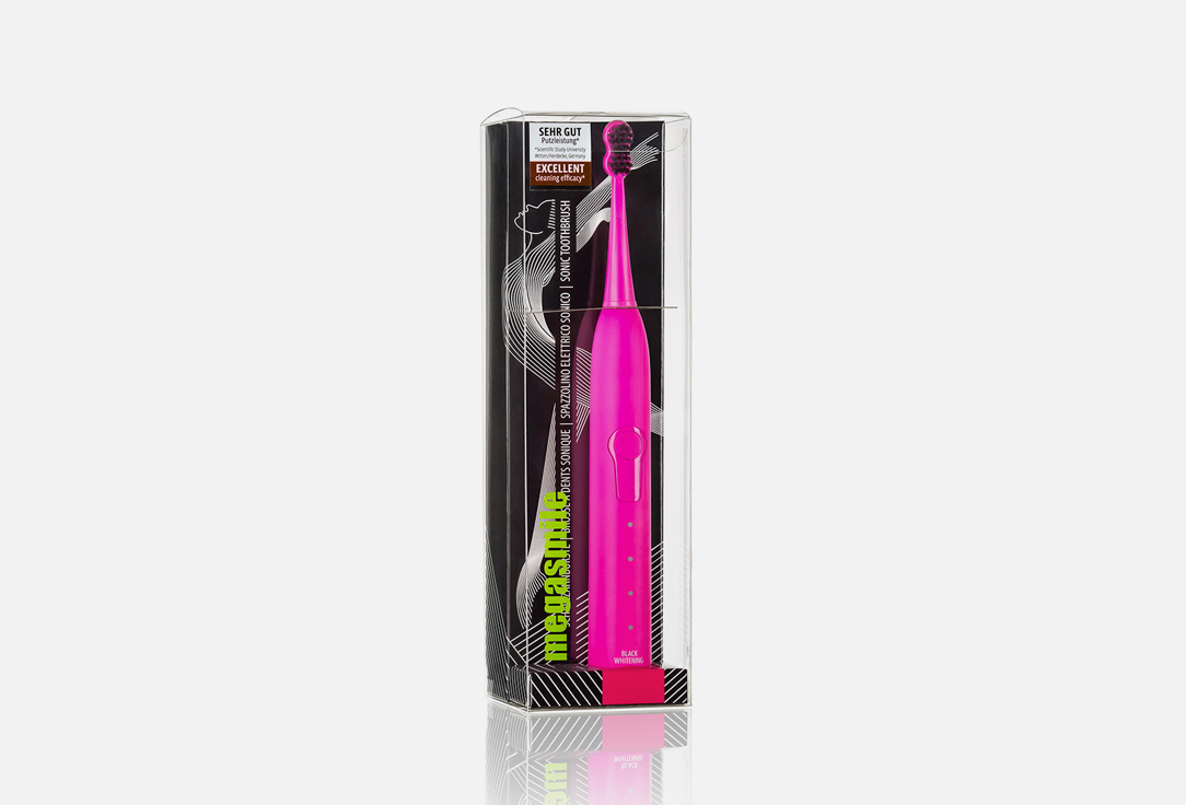 цена электрическая звуковая зубная щетка MEGASMILE Sonic Black Whitening II electric toothbrush pink 1 шт