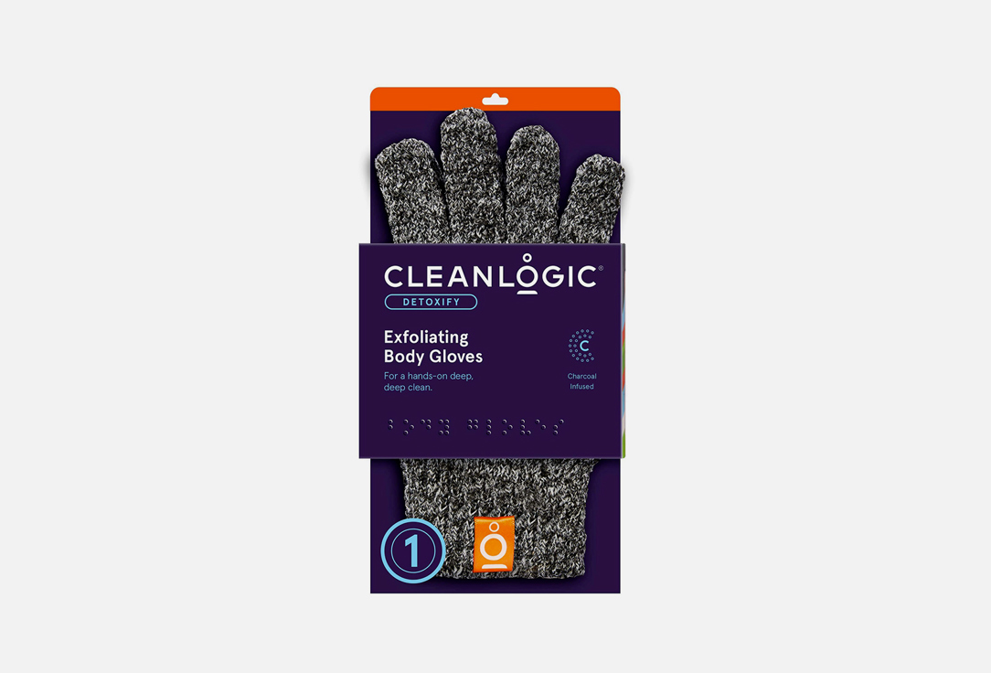 Мочалка-перчатка для массажа и пилинга  CLEANLOGIC Detoxify Exfoliating Body Gloves 