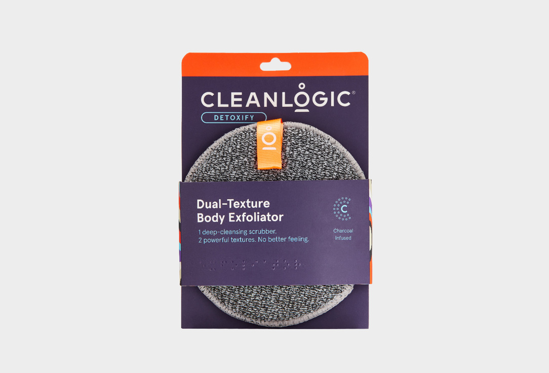 Мочалка для тела CLEANLOGIC Detoxify Dual-Texture Body Exfoliator 1 шт мочалка перчатка для массажа и пилинга cleanlogic detoxify exfoliating body gloves 2 шт