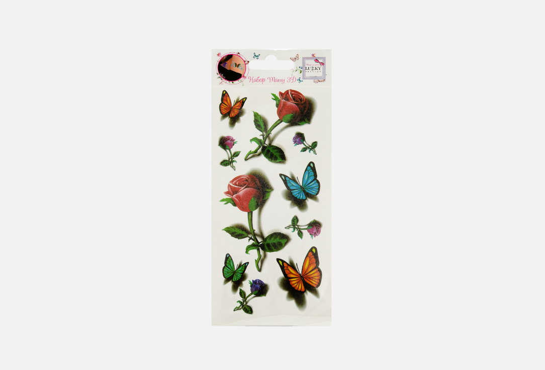 Набор тату Бабочки и розы LUKKY FASHION tattoo set 3 1 шт цена и фото
