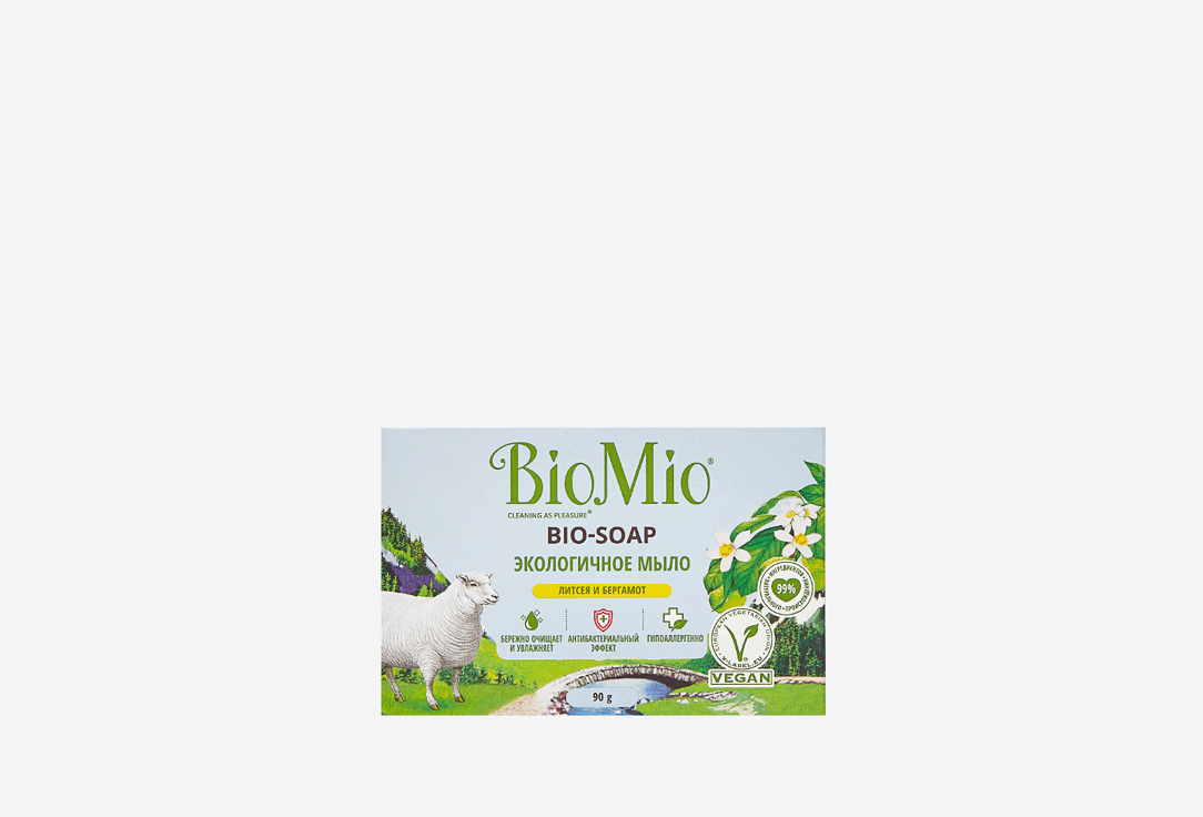Экологичное туалетное мыло BIOMIO BIO-SOAP с маслами литсея и бергамота 90 г цена и фото