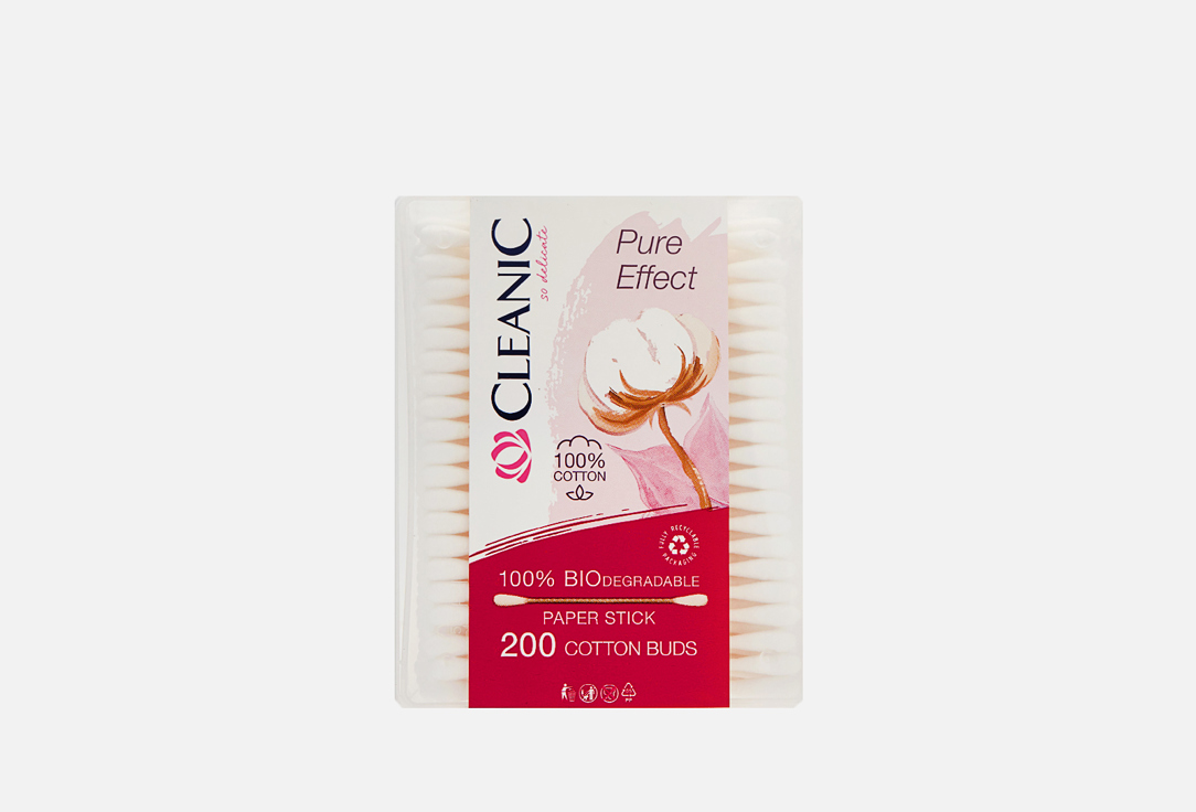 Ватные палочки CLEANIC Pure Effect 200 шт ватные диски cleanic pure effect 40 шт