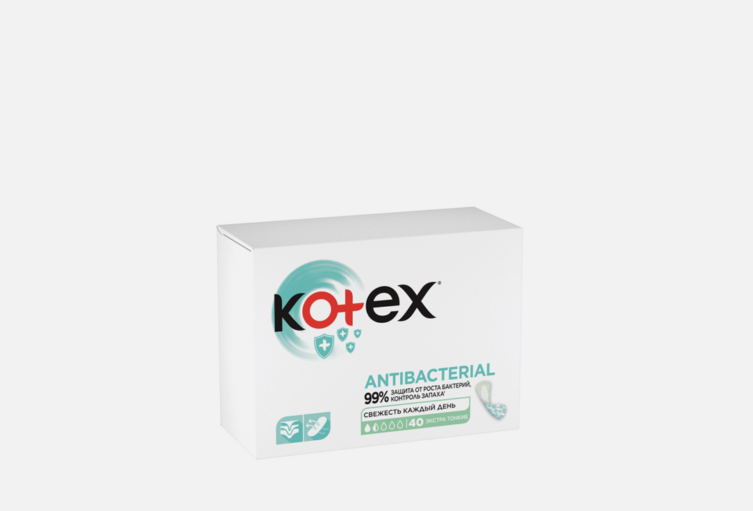 Ежедневные прокладки KOTEX Antibacterial Extra Thin 40 шт прокладки kotex antibacterial экстра тонкие ежедневные 40шт х 3шт