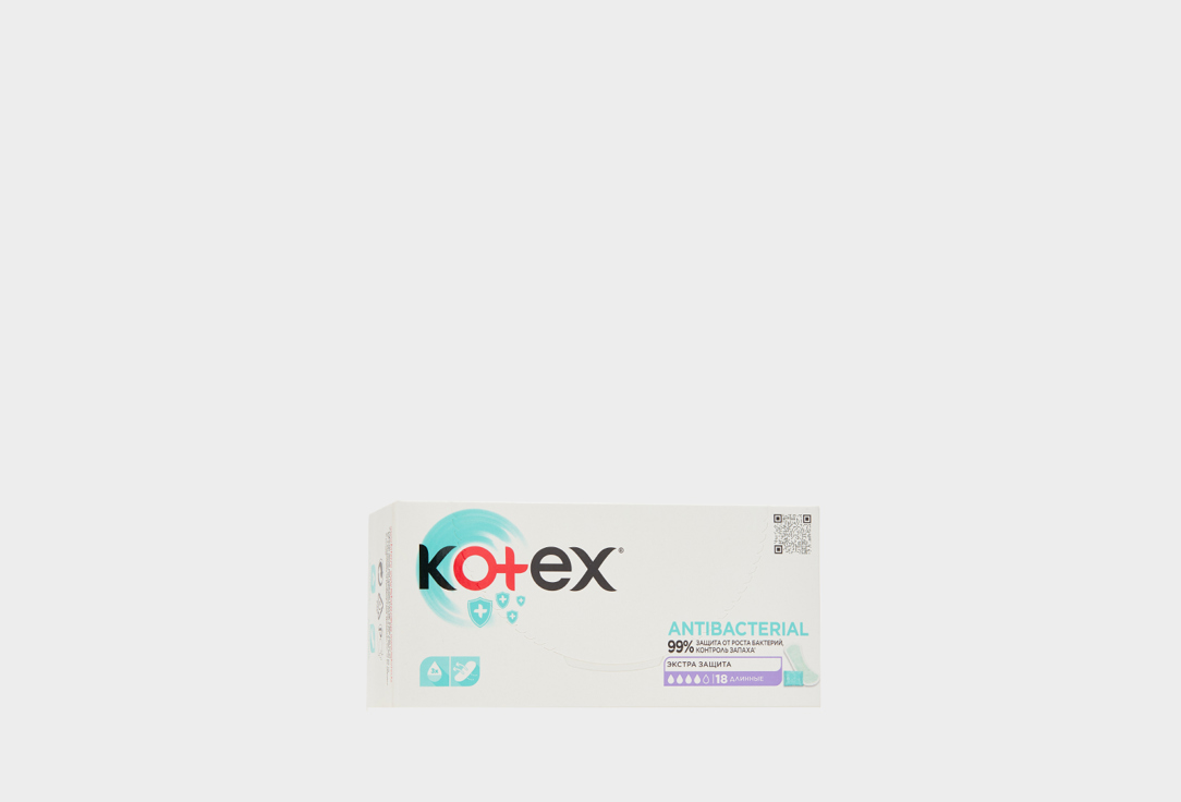 Ежедневные прокладки KOTEX Antibacterial Long 18 шт ежедневные прокладки kotex normal 56 шт kotex 9229735