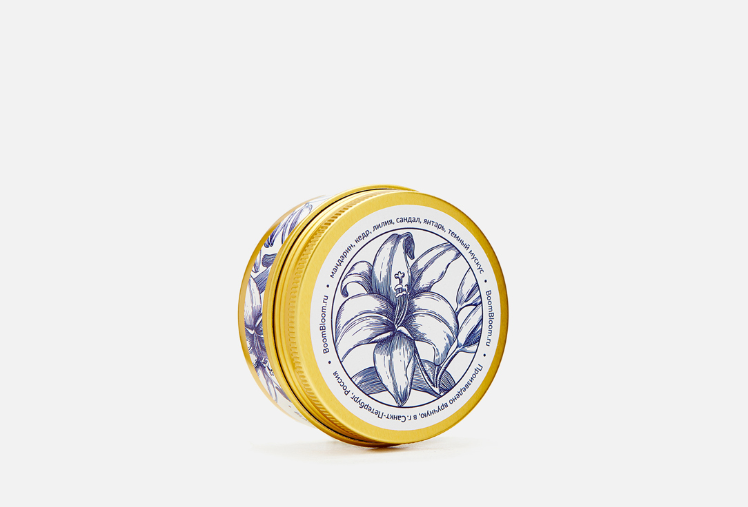 

Свеча соевая ароматическая BOOMBLOOM, Белый, Black lily and amber 90 г