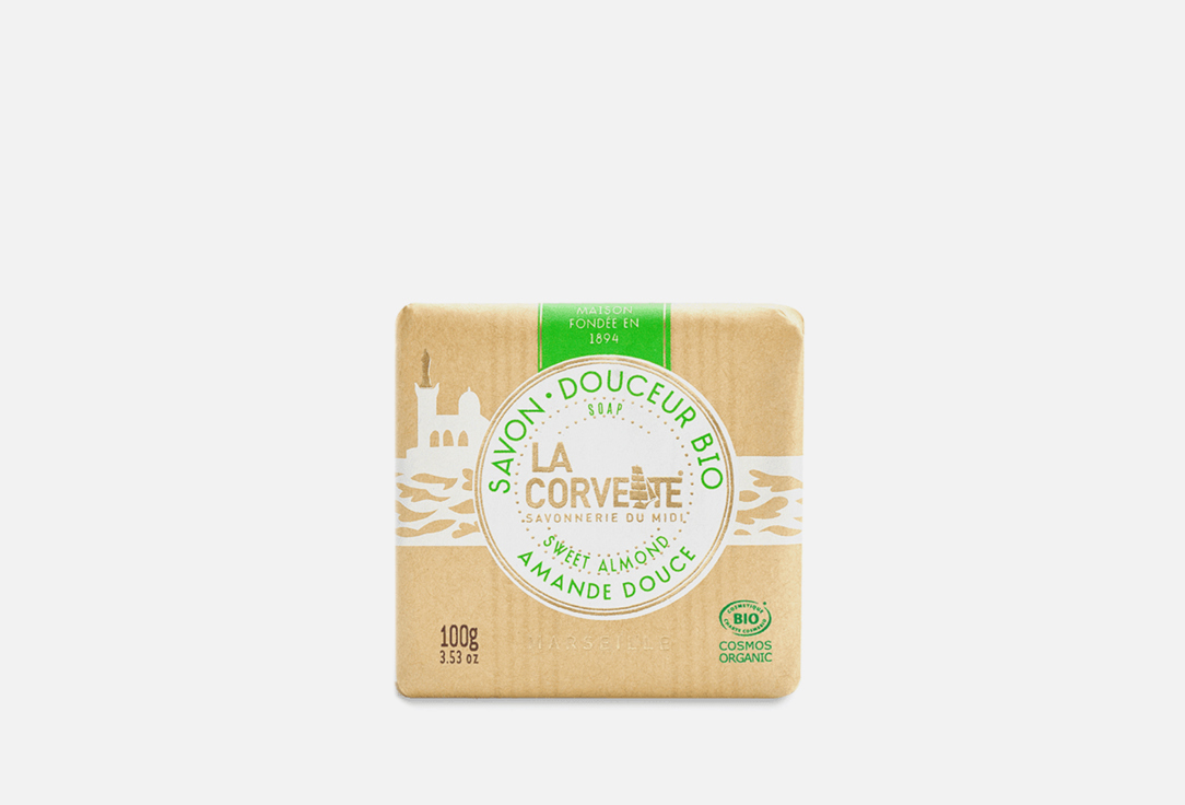 Органическое мыло LA CORVETTE Savon Douceur Bio Amande douce 100 г мыло твердое la corvette мыло органическое для лица и тела сладкий миндаль