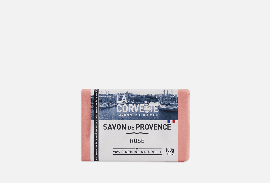 мыло твердое la corvette мыло туалетное прованское для тела роза savon de provence rose Прованское туалетное мыло LA CORVETTE Savon de Provence ROSE 100 г