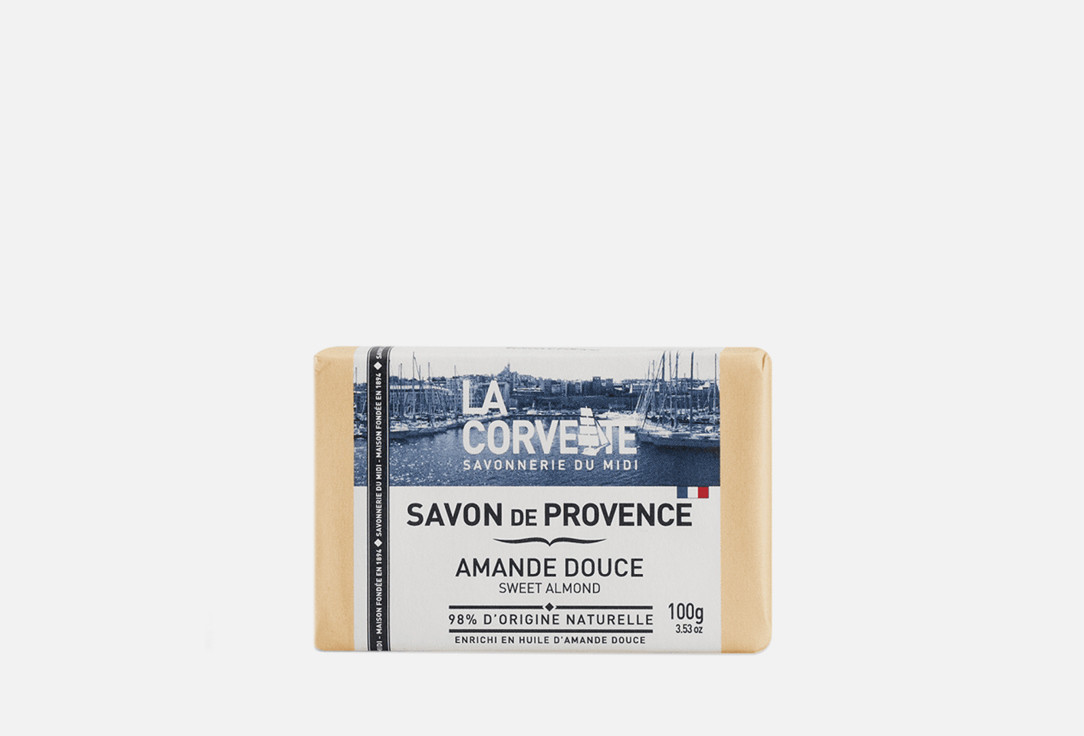 мыло твердое la corvette мыло туалетное прованское для тела сладкий миндаль savon de provence sweet almond Прованское туалетное мыло LA CORVETTE Savon de Provence AMANDE DOUCE 100 г