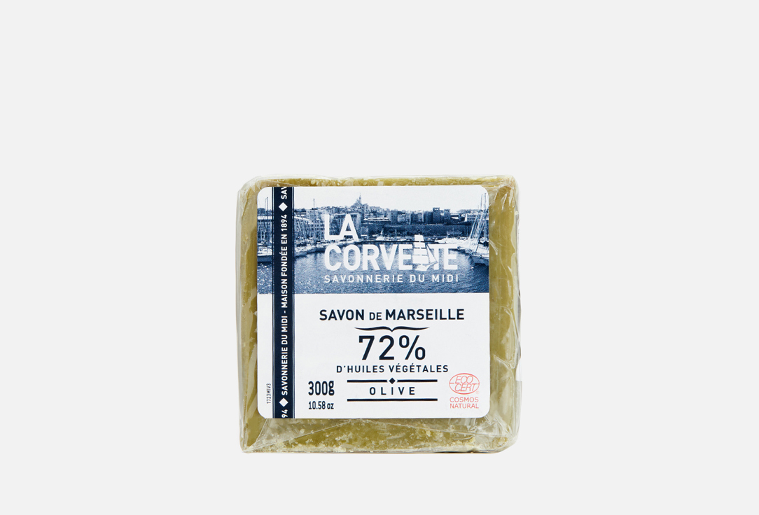 Традиционное марсельское оливковое мыло LA CORVETTE Cube de Savon de Marseille 300 г мыло твердое la corvette мыло марсельское традиционное оливковое для тела savon de marseille olive