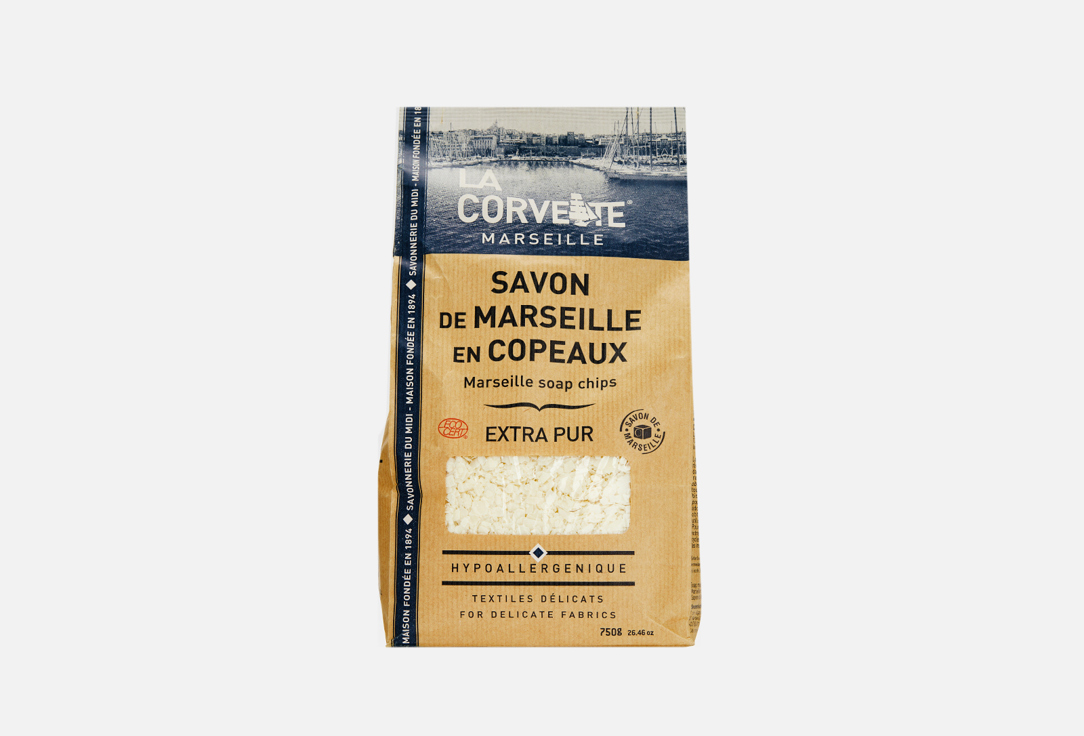 Традиционное марсельское растительное мыло La Corvette Sachet de Savon de Marseille en copeaux EXTRA PUR 