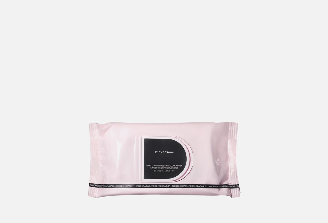 Салфетки для снятия макияжа MAC Gently Off Wipes + Miccelar water Biodegradable 80 шт