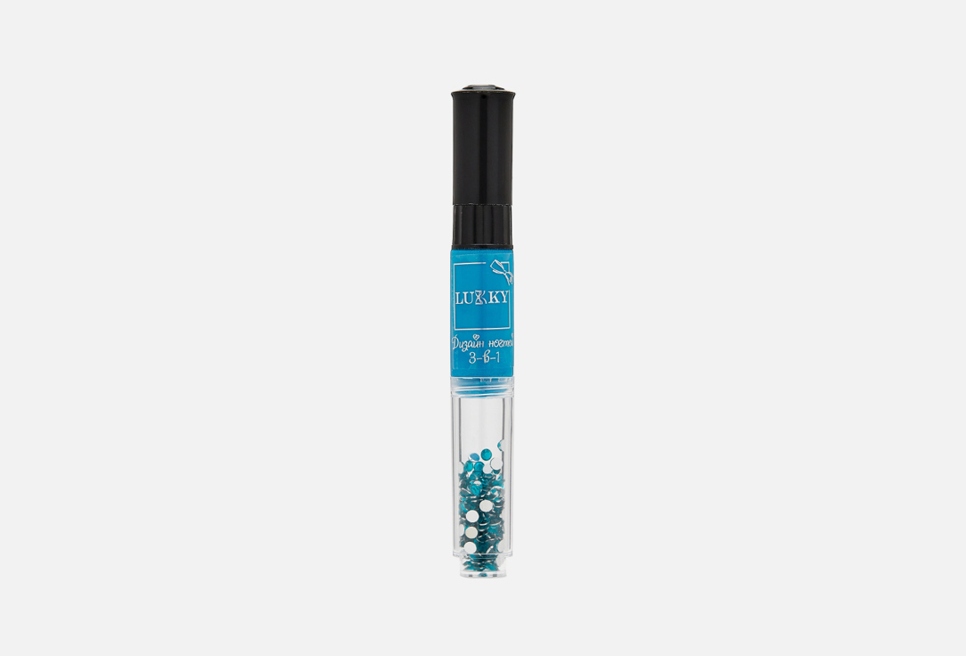 ручка для дизайна ногтей 3-в-1 Lukky голубая 