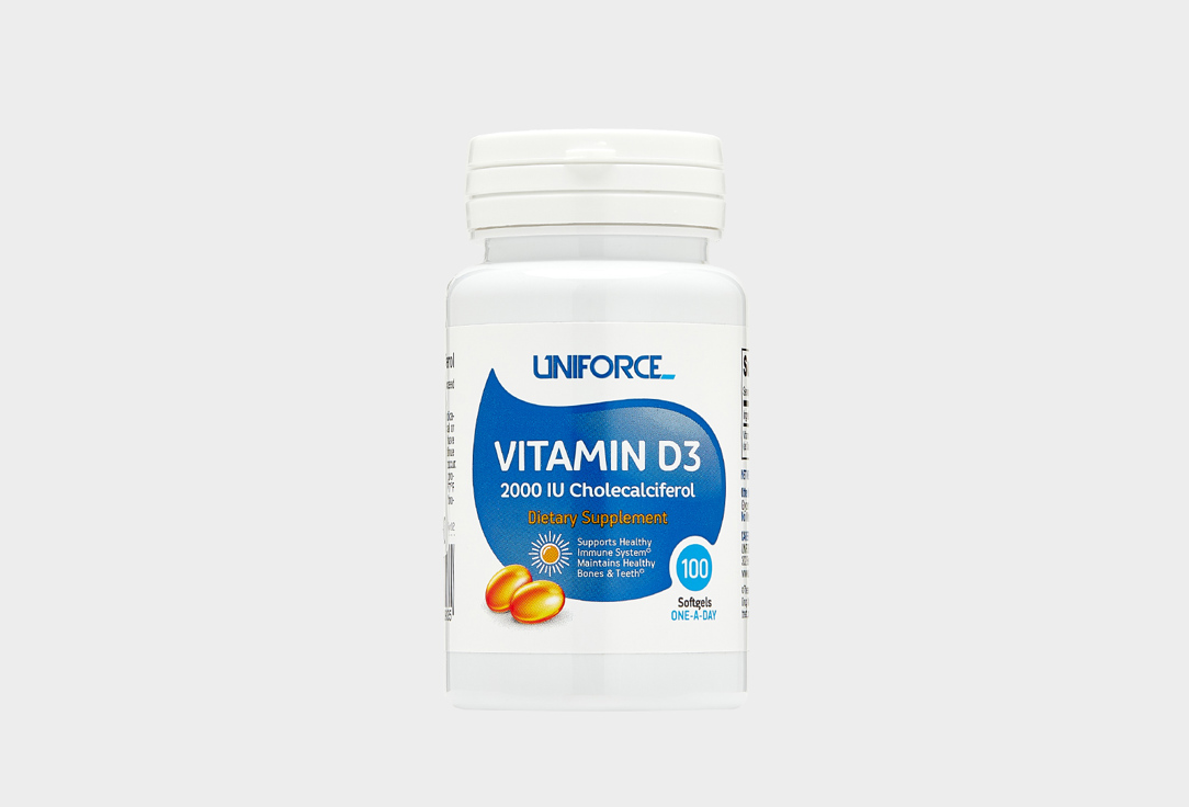Капсулы UNIFORCE Vitamin D3 100 шт бад для укрепления иммунитета vitateka витамин d3 2000 ме 60 шт