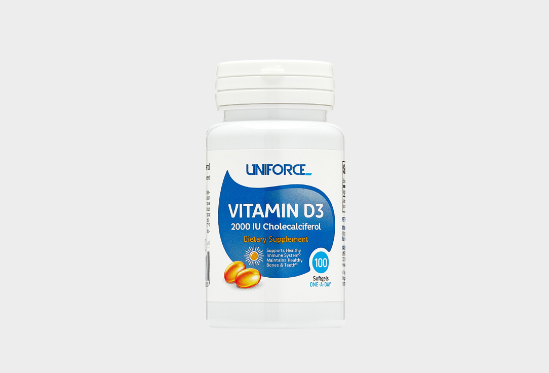 Капсулы UNIFORCE Vitamin D3 100 шт витамин е реневал капс 330мг 60 бад