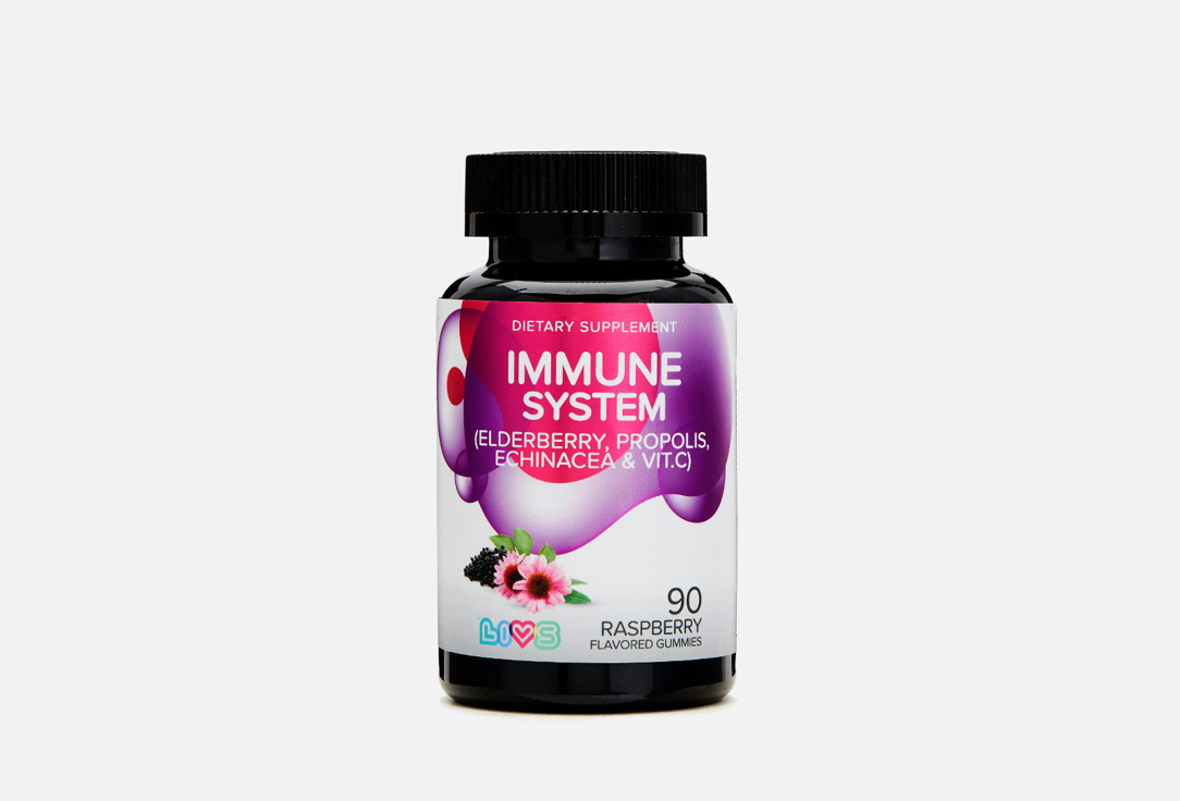 БАД для укрепления иммунитета LIVS IMMUNE SYSTEM в жевательных пастилках 90 шт livs gummies immune system raspberry