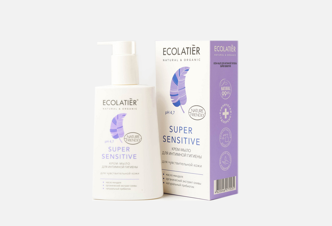 Крем-мыло для интимной гигиены для чувствительной кожи ECOLATIER Super Sensitive 250 мл