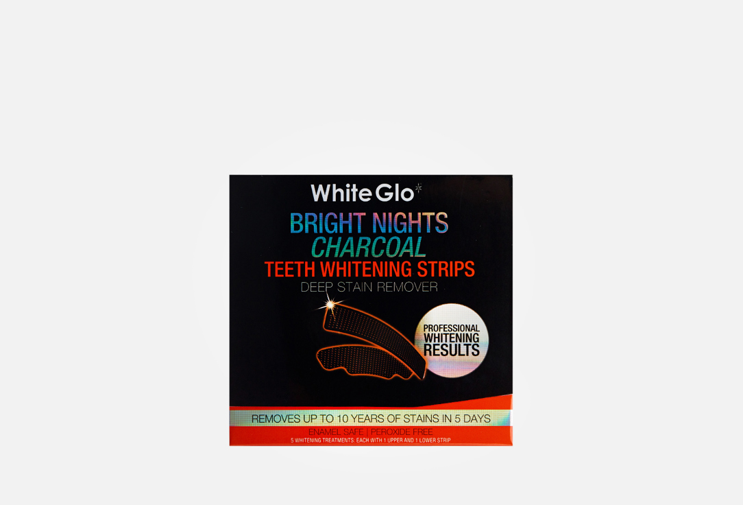 отбеливающие полоски (5 пар) WHITE GLO Whitening Strips Bright Nights Charcoal No. 5 10 шт зубные пасты white glo полоски отбеливающие угольные bright nights charcoal 5