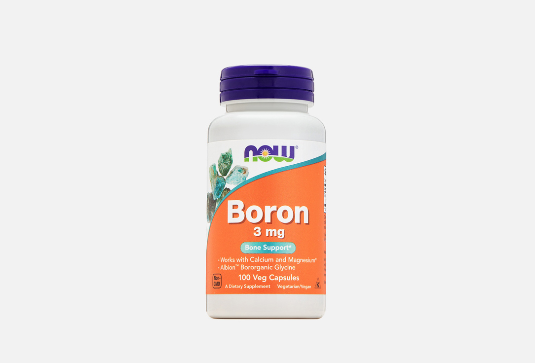 Бор NOW Boron 3 мг в капсулах 100 шт нау бор капс 520мг 100