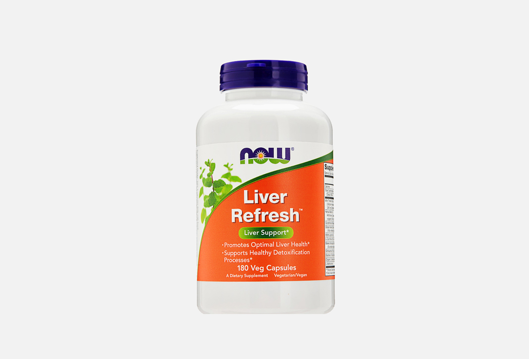 БАД для поддержки пищеварения NOW Liver refresh расторопша, АЛК, Л- карнитин, артишок 180 шт бад для поддержки пищеварения now псиллиум 700 мг в таблетках 180 шт