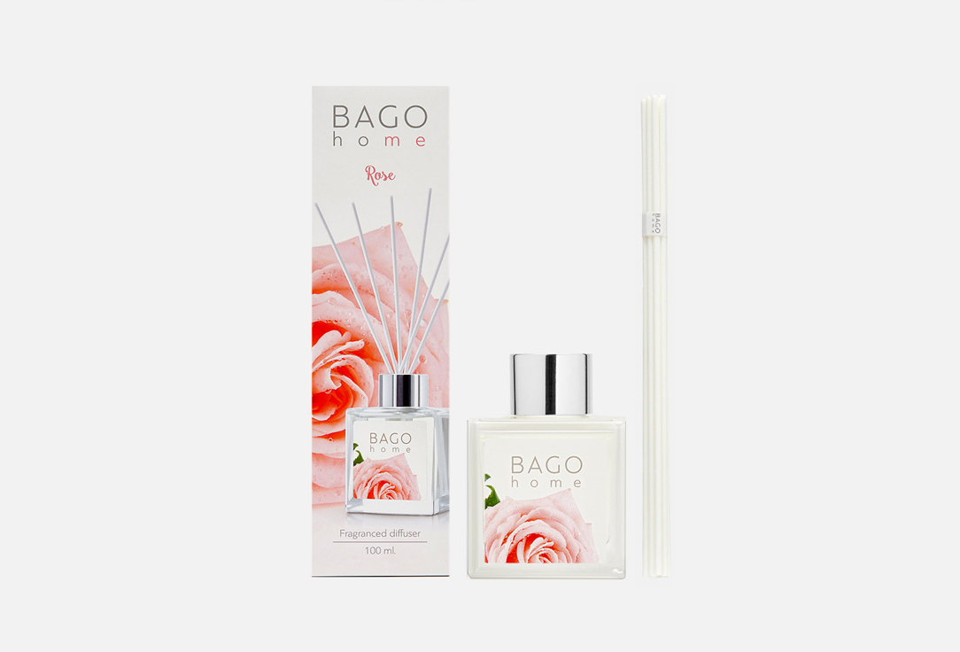 Изображение товара Ароматический диффузор BAGO home Rose 100 мл с палочками для дома