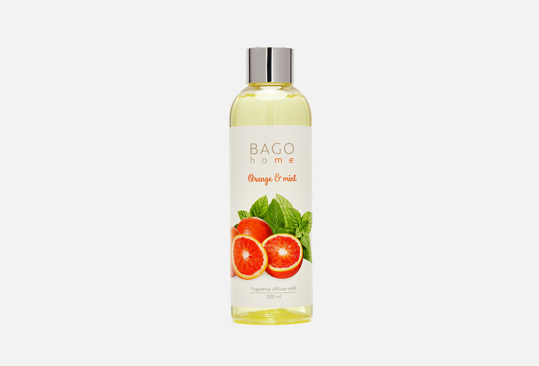 Наполнитель для ароматического диффузора BAGO HOME Orange & mint 200 мл bago home интерьерные духи bago home апельсин и гранат 40 мл