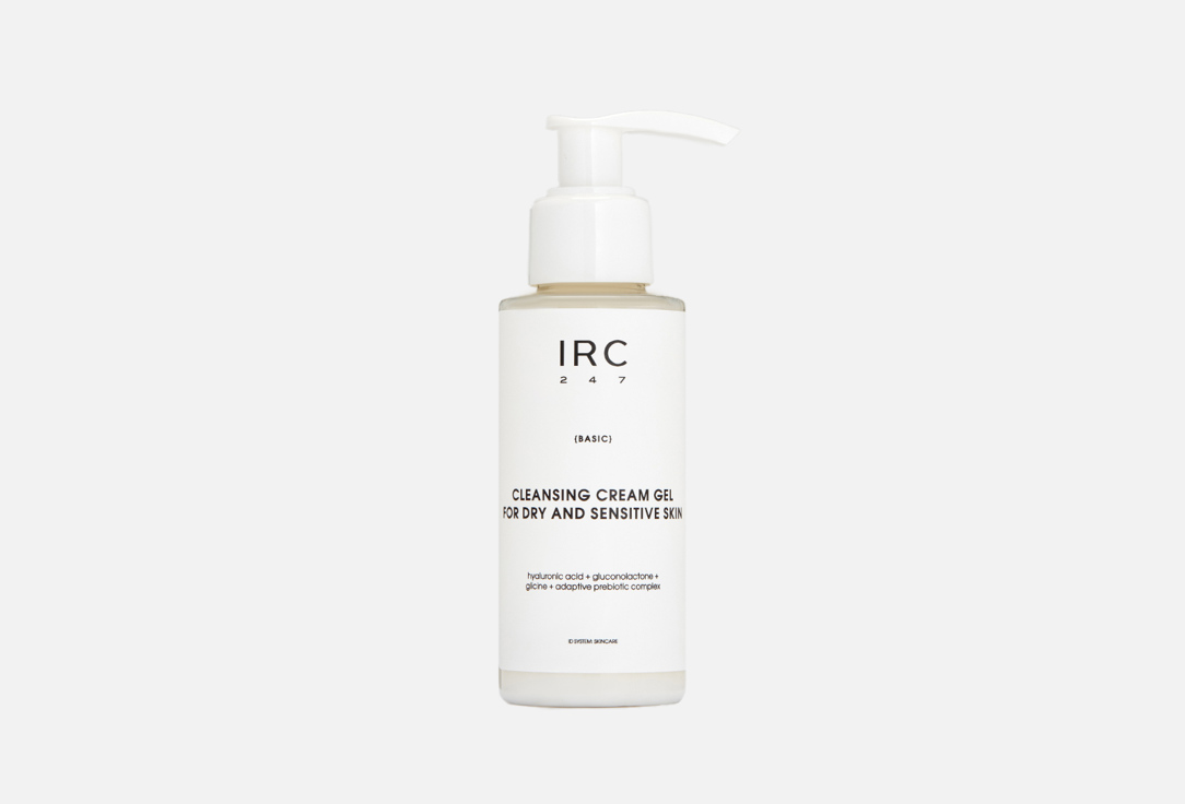 Очищающий гель-крем для сухой и чувствительной кожи с гиалуроновой кислотой и пребиотиками IRC cleansing cream gel 