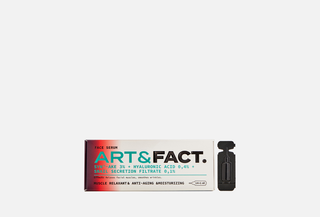 

Сыворотка под мезороллер и дермапен для лица ART & FACT, SYN®-AKE 3%+Hyaluronic Acid 0,4%+Snail Secretion Filtrate 0,1% 14 мл