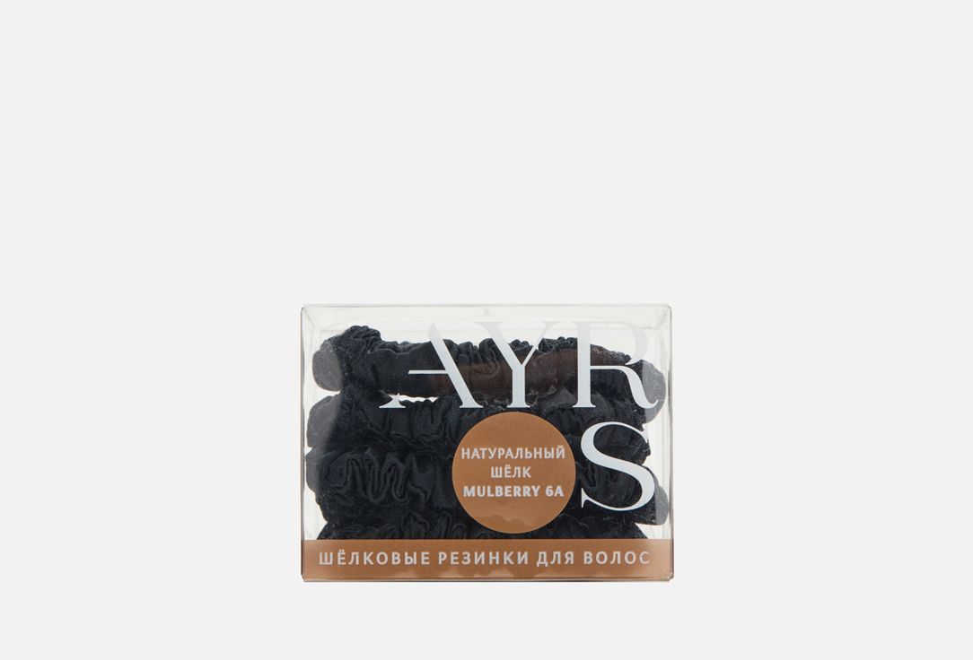 Набор шелковых резинок для волос AYRIS SILK Глубокий чёрный 4 шт цена и фото