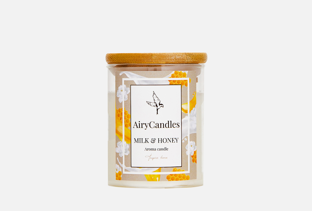 

Свеча ароматическая с хлопковым фитилем AIRYCANDLES, Белый, MILK & HONEY 240 мл