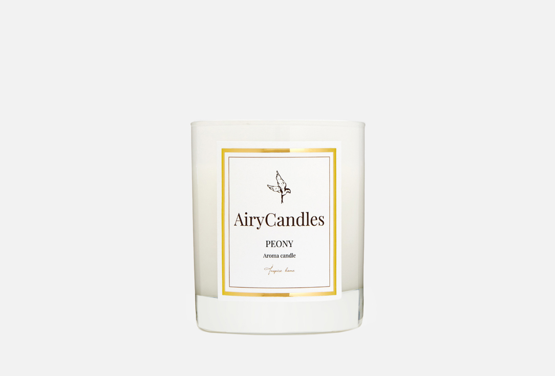 Свеча ароматическая с деревянным фитилем  AiryCandles PEONY White Edition 