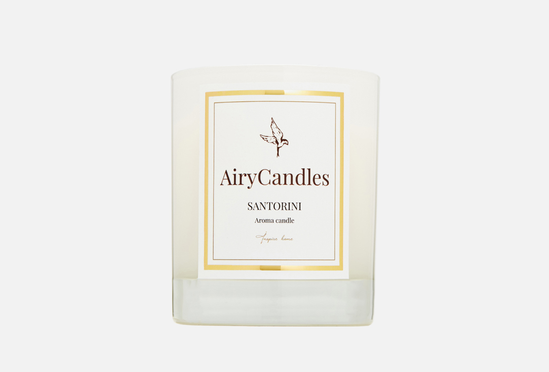 Свеча ароматическая с деревянным фитилем  AiryCandles SANTORINI White Edition 