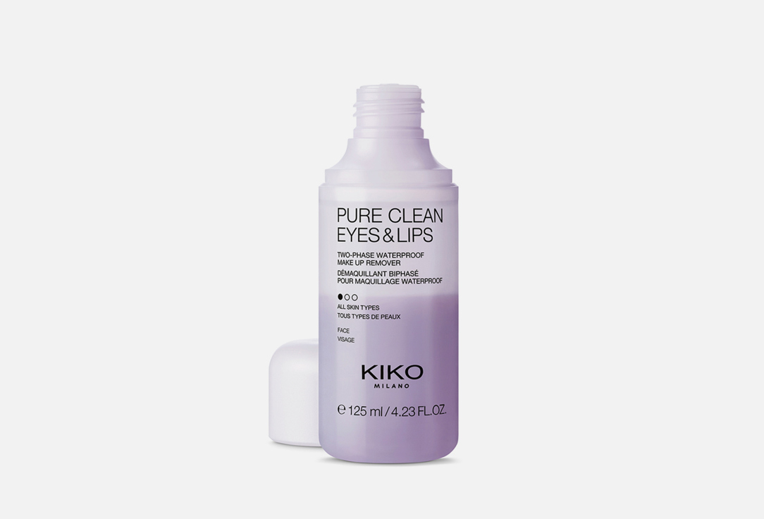 Двухфазная жидкость для снятия макияжа KIKO MILANO PURE CLEAN EYES & LIPS 125 мл очищающая двухфазная жидкость для снятия макияжа с глаз 75 мл
