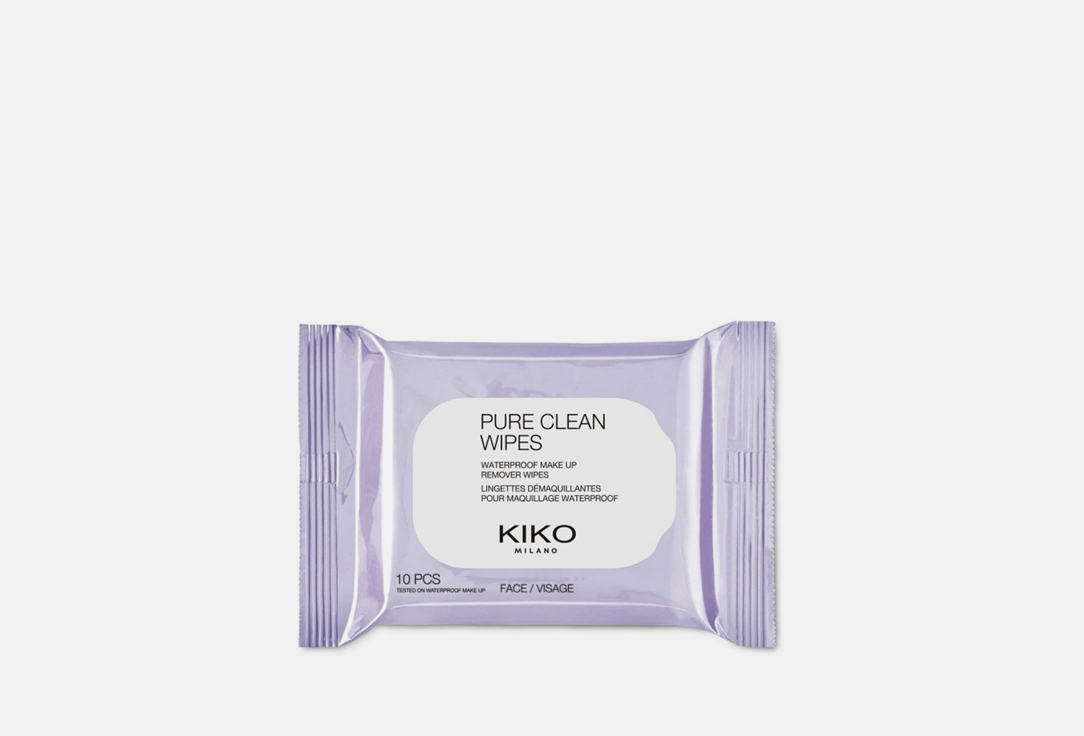 Салфетки для лица для снятия макияжа в компактной упаковке KIKO MILANO PURE CLEAN WIPES MINI 10 шт