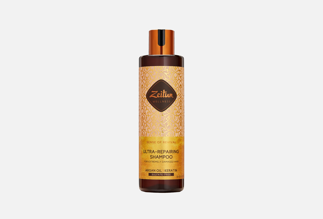 Шампунь для поврежденных волос С аргановым маслом и кератином Zeitun Sense of Revival Ultra-Repairing Shampoo 