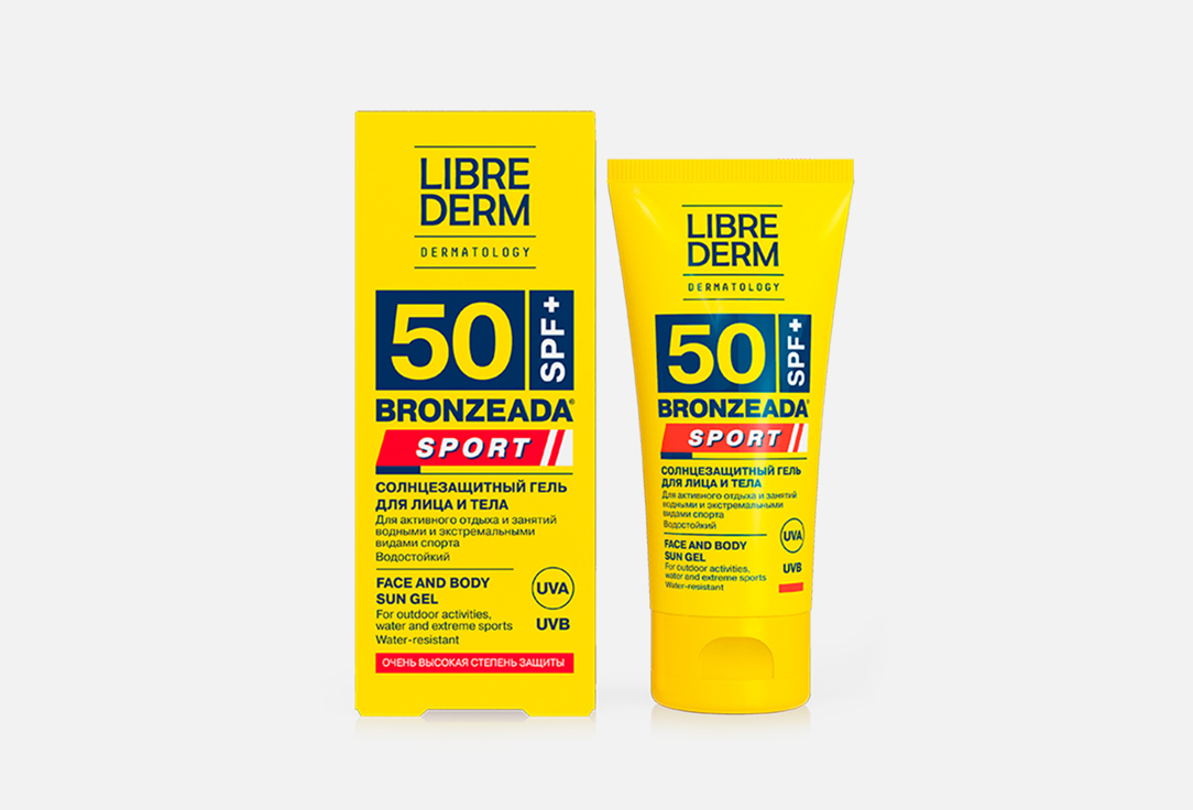 Солнцезащитный гель для лица и тела SPF50 LIBREDERM bronzeada sport 