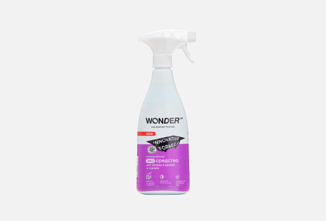 Чистящее средство уборки в ванной и туалете WONDER LAB Эко, средство для сантехники без хлора и резкого запаха 550 мл