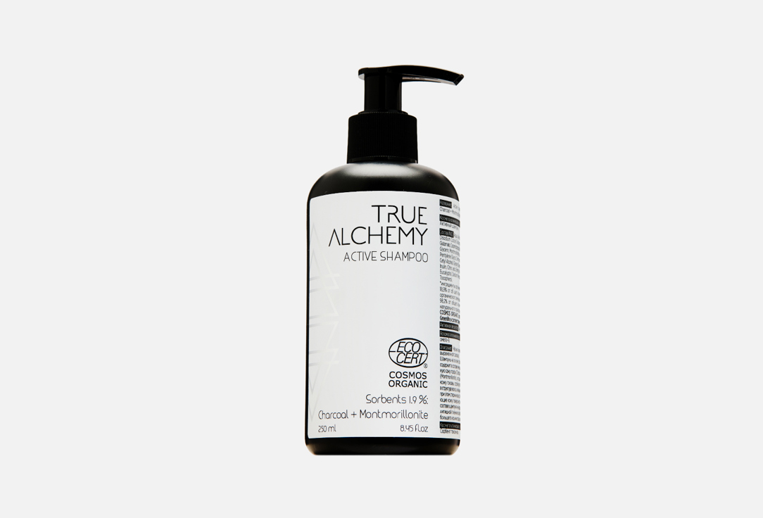 Активный шампунь TRUE ALCHEMY Sorbents 1.9%: Charcoal + Montmorillonite 250 мл true alchemy активный раствор для лица acids 100 мл