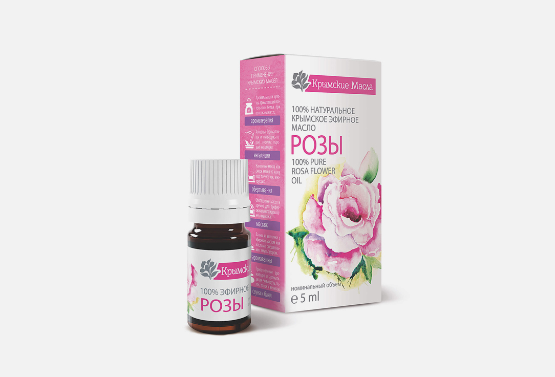 Эфирное масло Розы КРЫМСКИЕ МАСЛА Pure Rose Essential Oil 5 мл