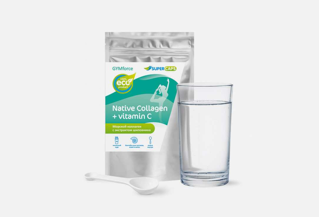 Морской коллаген с экстрактом шиповника GYMFORCE Native collagen + vitamin C 150 г