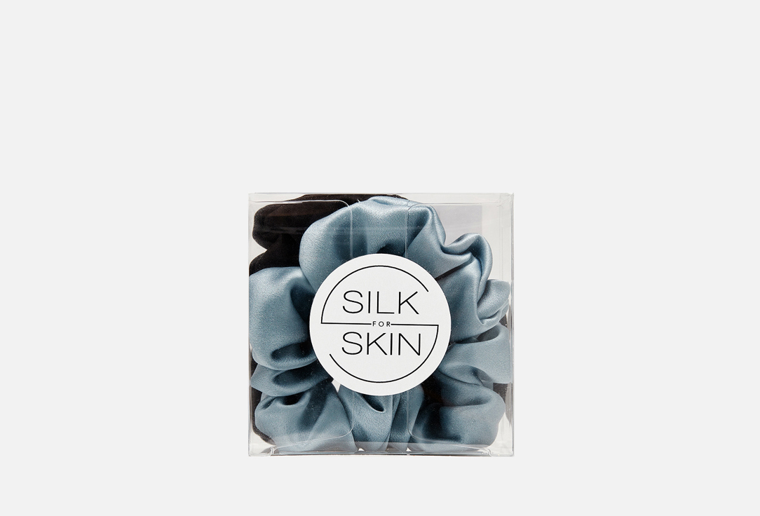 Изображение товара Набор шелковых резинок для волос Silk for Skin черный, серый