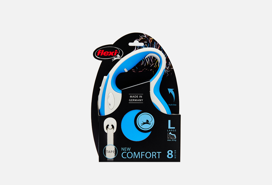 Поводок-рулетка для собак до 50 кг  Flexi New Comfort L Tape 8 m, blue 