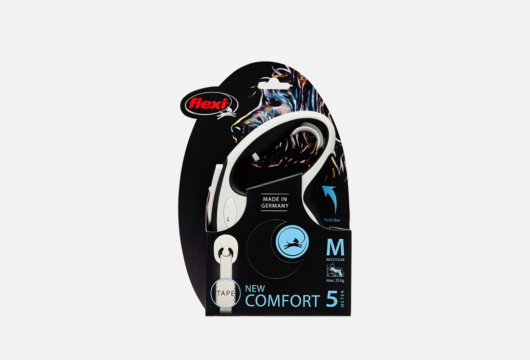 Поводок-рулетка для собак до 25 кг Flexi New Comfort M Tape 5 m, black 
