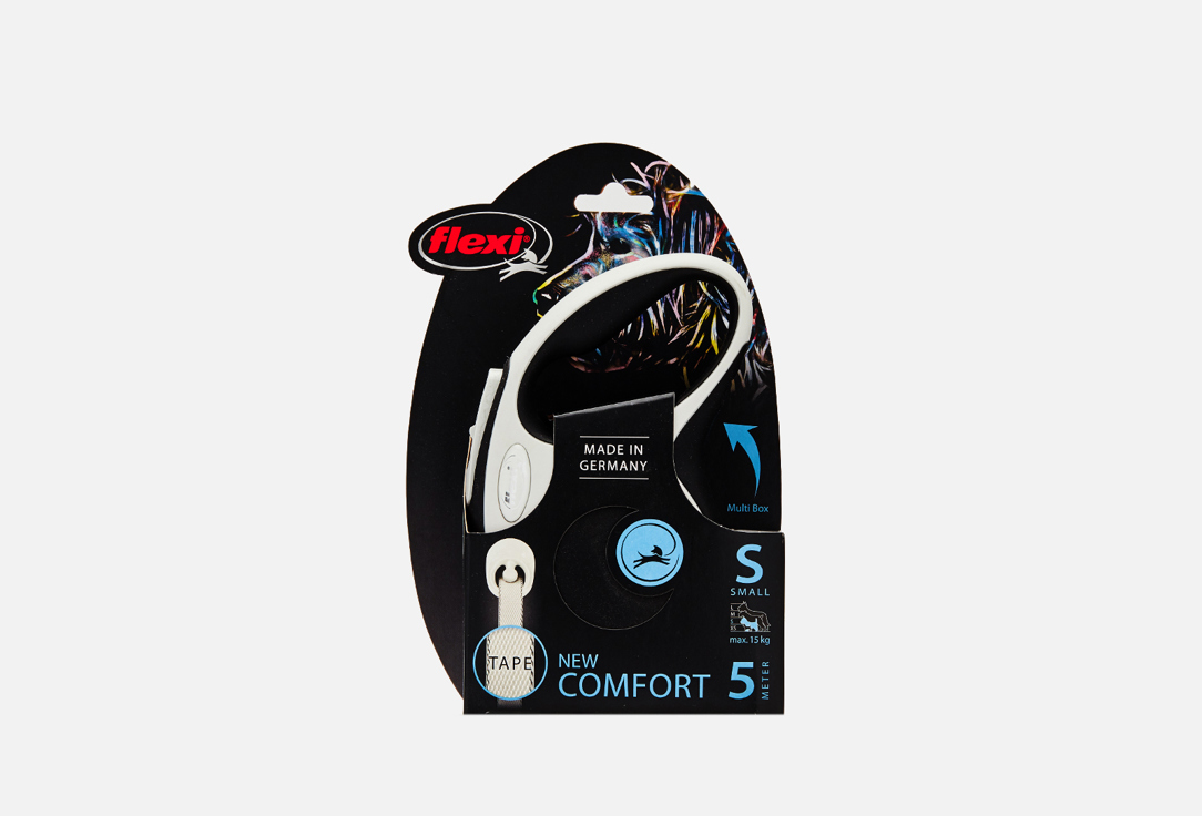 Поводок-рулетка для собак до 15 кг  Flexi New Comfort S Tape 5 m, black 