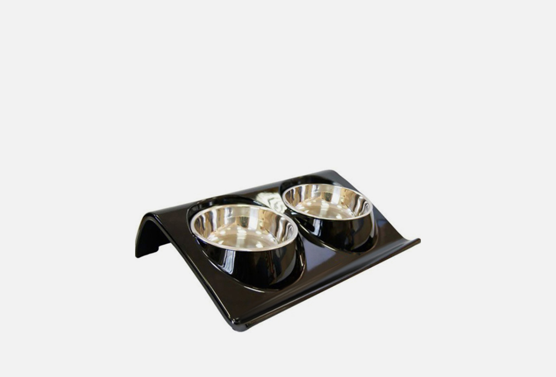 Миска двойная на меламиновой подставке SUPERDESIGN Black superdesign миска на меламиновой подставке бабочки абстракт 0 16 л
